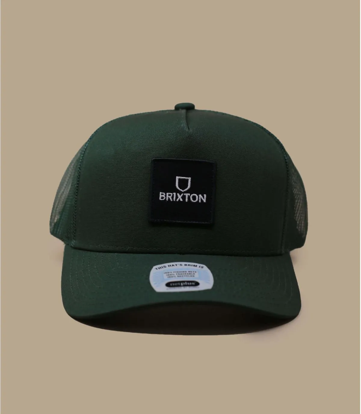 Casquette trucker vert éco-responsable - Casquette Alpha Block Trucker trekking green Brixton : Headict