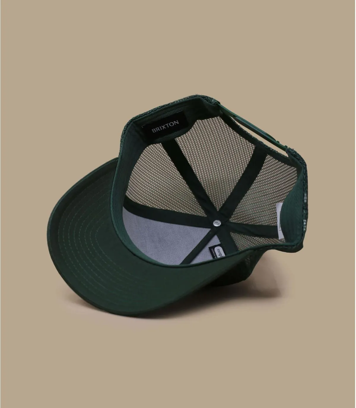 Casquette trucker vert éco-responsable - Casquette Alpha Block Trucker trekking green Brixton : Headict