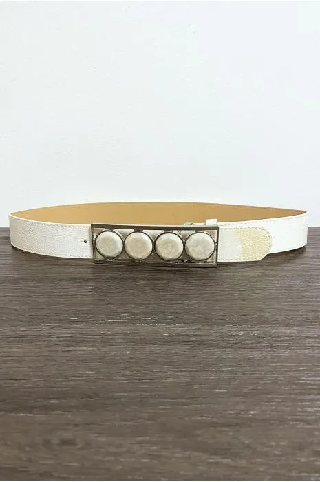 Ceinture beige avec 4 pierres beige à la boucle