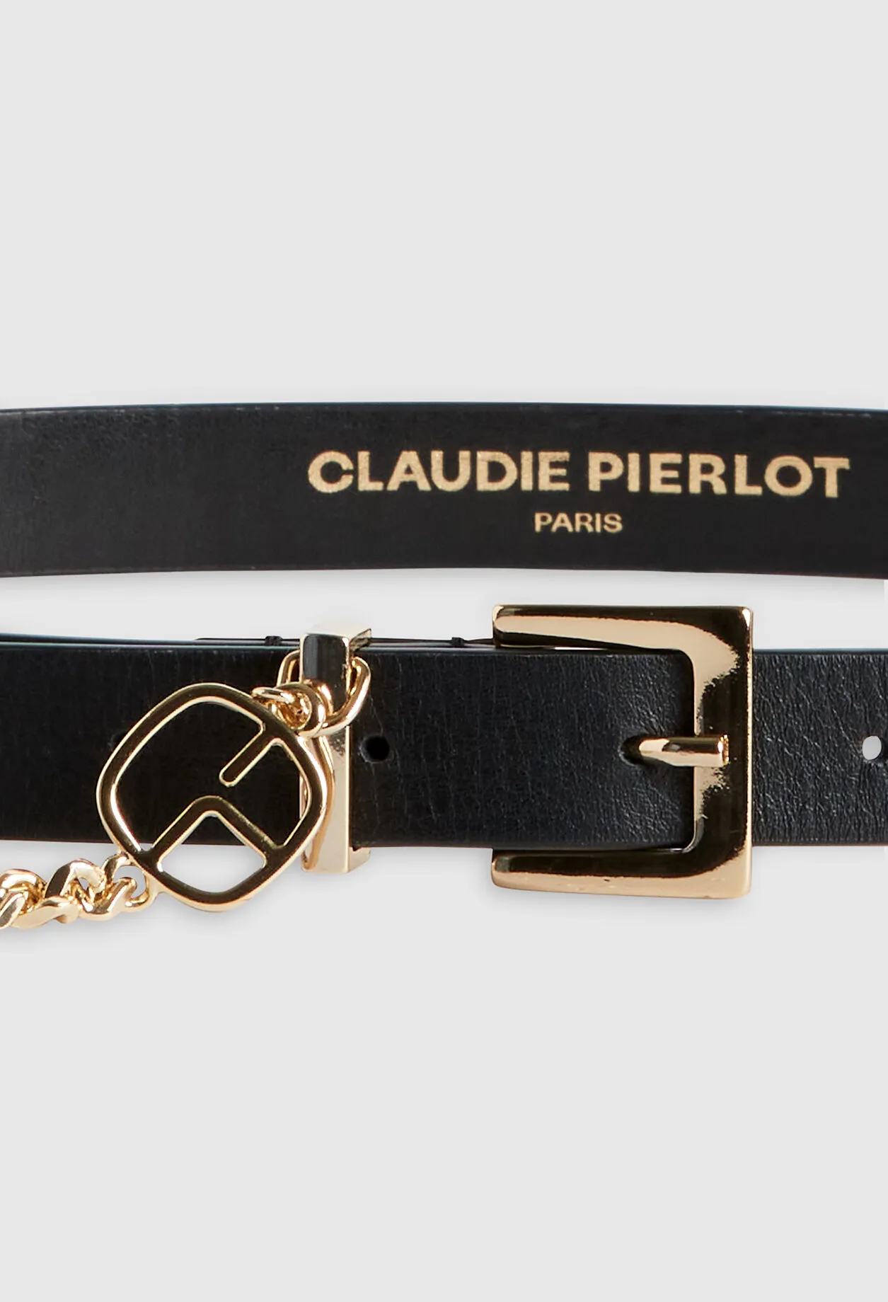 Ceinture cuir noir et chaîne | Claudie FR