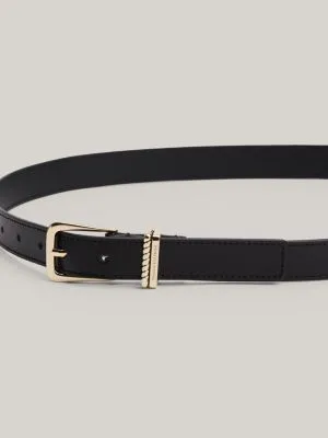 Ceinture en cuir double passant boucle ronde | Noir | Tommy Hilfiger