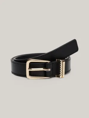 Ceinture en cuir double passant boucle ronde | Noir | Tommy Hilfiger