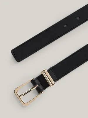 Ceinture en cuir double passant boucle ronde | Noir | Tommy Hilfiger