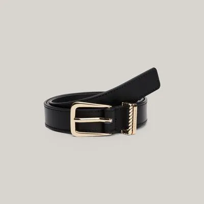 Ceinture en cuir double passant boucle ronde | Noir | Tommy Hilfiger