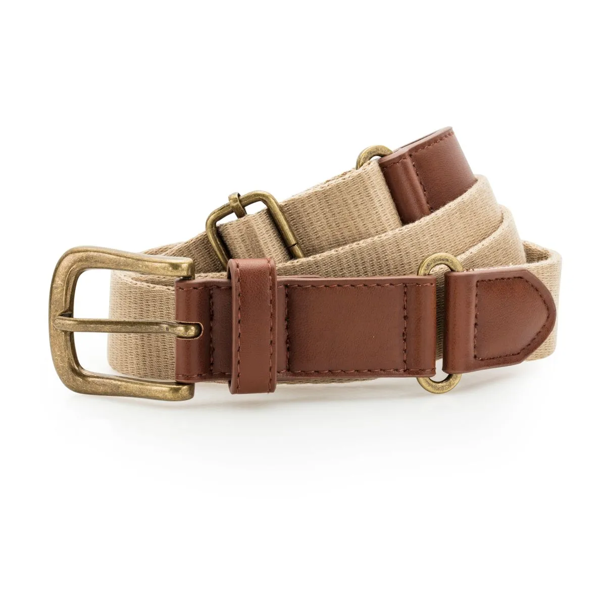 Ceinture en toile et simili cuir - AQ902 - beige 