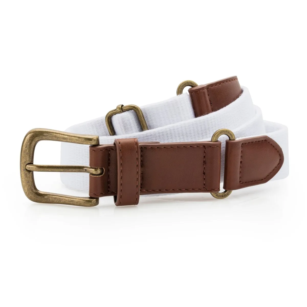 Ceinture en toile et simili cuir - AQ902 - blanc 