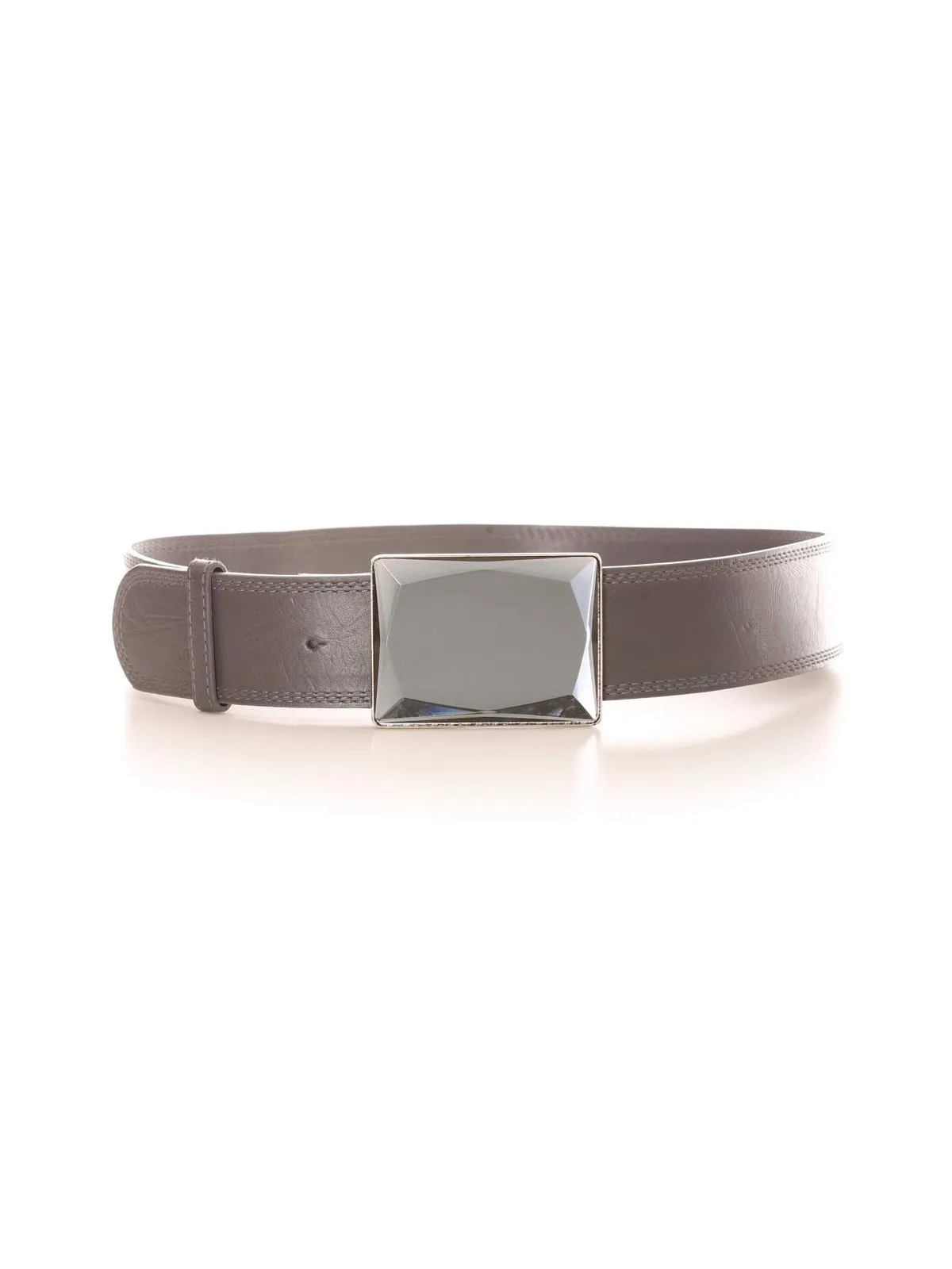 Ceinture gris foncé avec boucle carrée effet miroir. Accessoire LDF0058