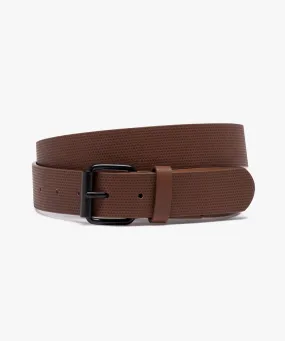 ceinture homme en matiere embossee avec boucle metal marron vif