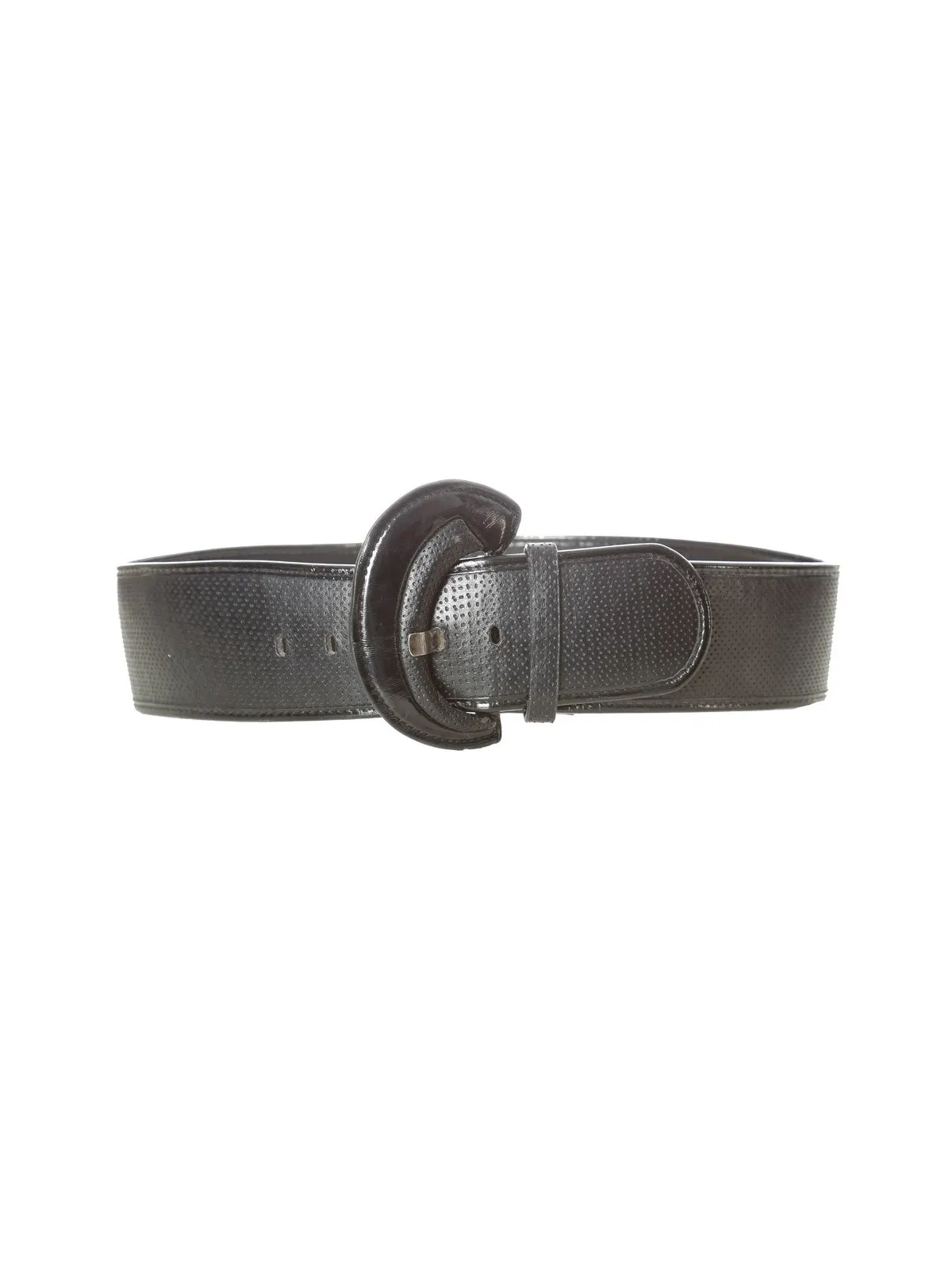 Ceinture noir style matelassé avec boucle ovale brillante. BG-0101