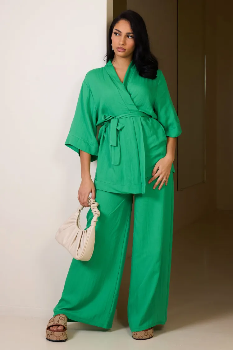 Ensemble 2 pièces kimono + pantalon vert