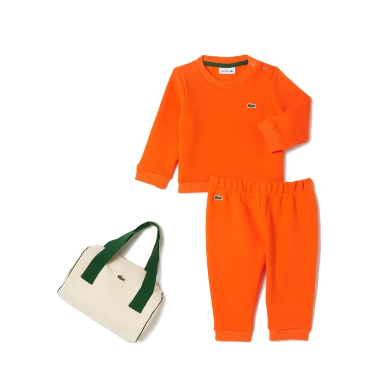 ENSEMBLE DE SURVÊTEMENT BÉBÉ LACOSTE EN COTON BIOLOGIQUE ORANGE