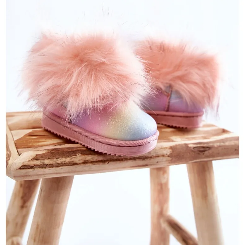 FR1 Bottes De Neige Enfant Avec Fourrure Multicolore Ariana