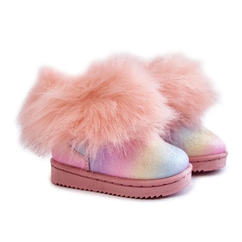 FR1 Bottes De Neige Enfant Avec Fourrure Multicolore Ariana