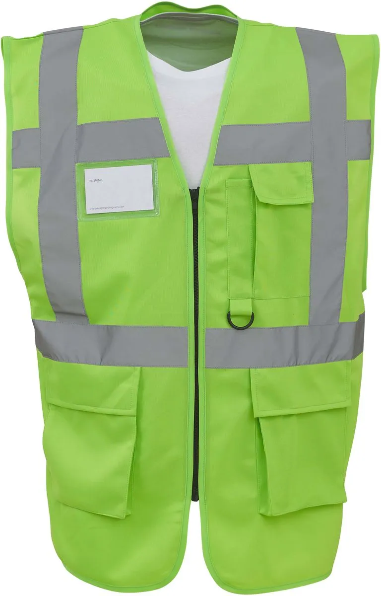 Gilet de sécurité zippé - haute visibilité - vert lime - HVW801 