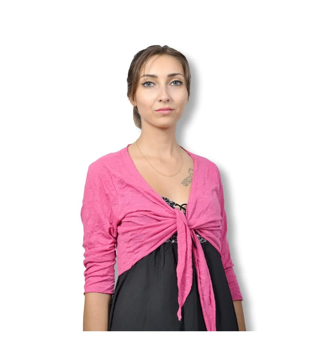 Gilet femme manches 3/4 - Couleur fushia