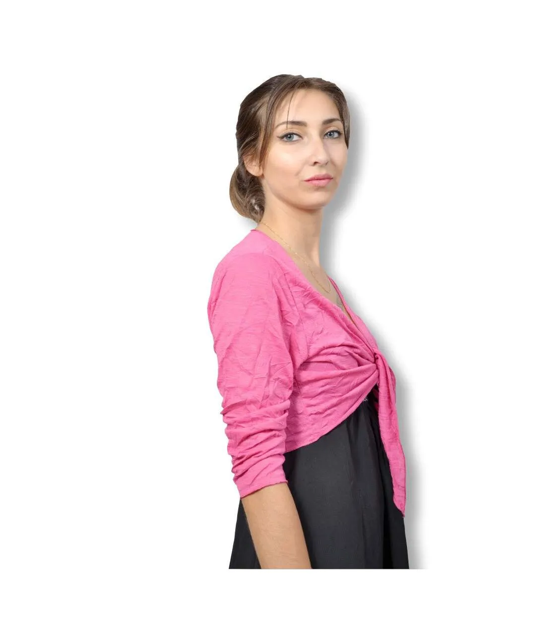 Gilet femme manches 3/4 - Couleur fushia