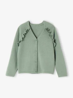 Gilet à volants cérémonie fille vert sauge - Vertbaudet