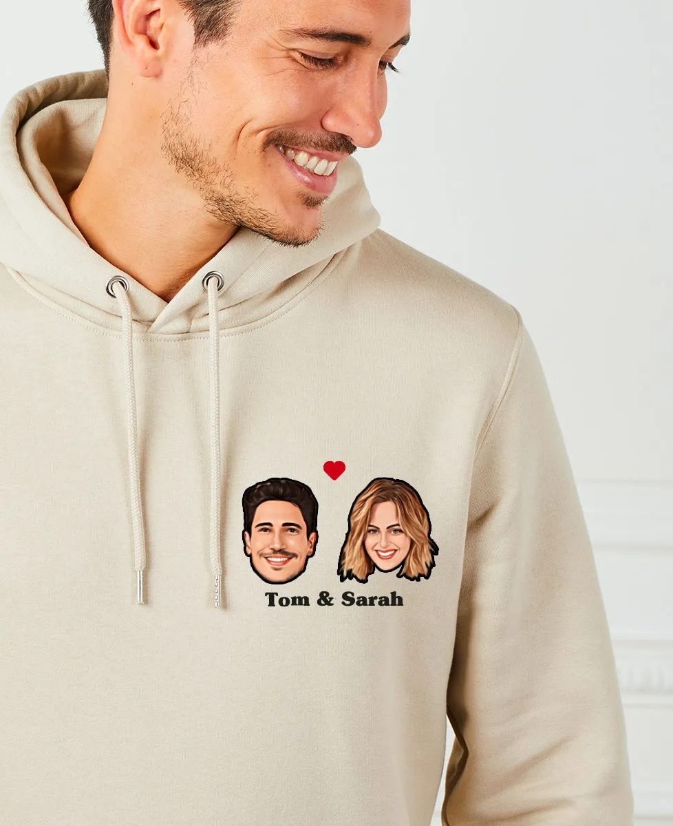 Hoodie homme Couple de visages personnalisés