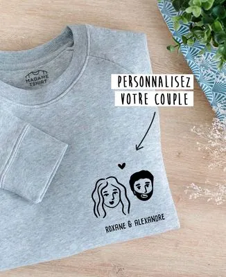 Hoodie homme Couple illustré personnalisé