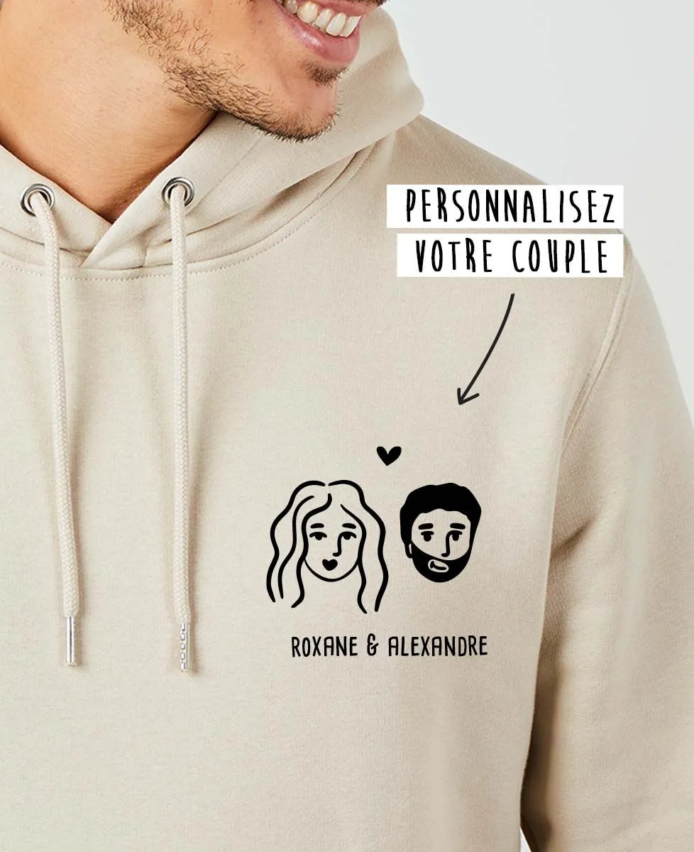 Hoodie homme Couple illustré personnalisé