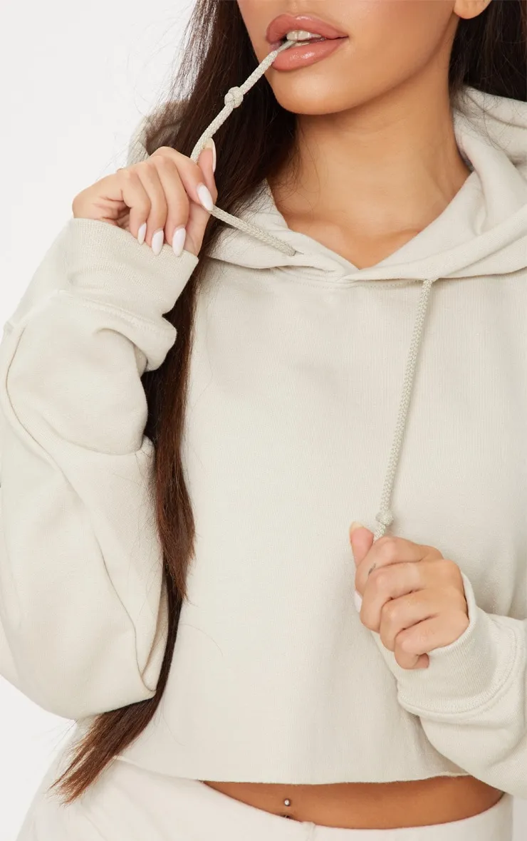 Hoodie oversize court en sweat sable clair