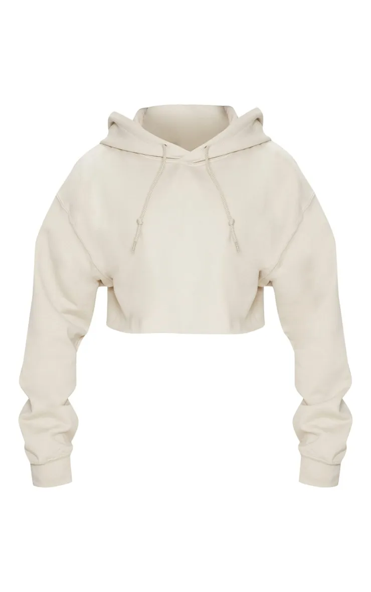 Hoodie oversize court en sweat sable clair