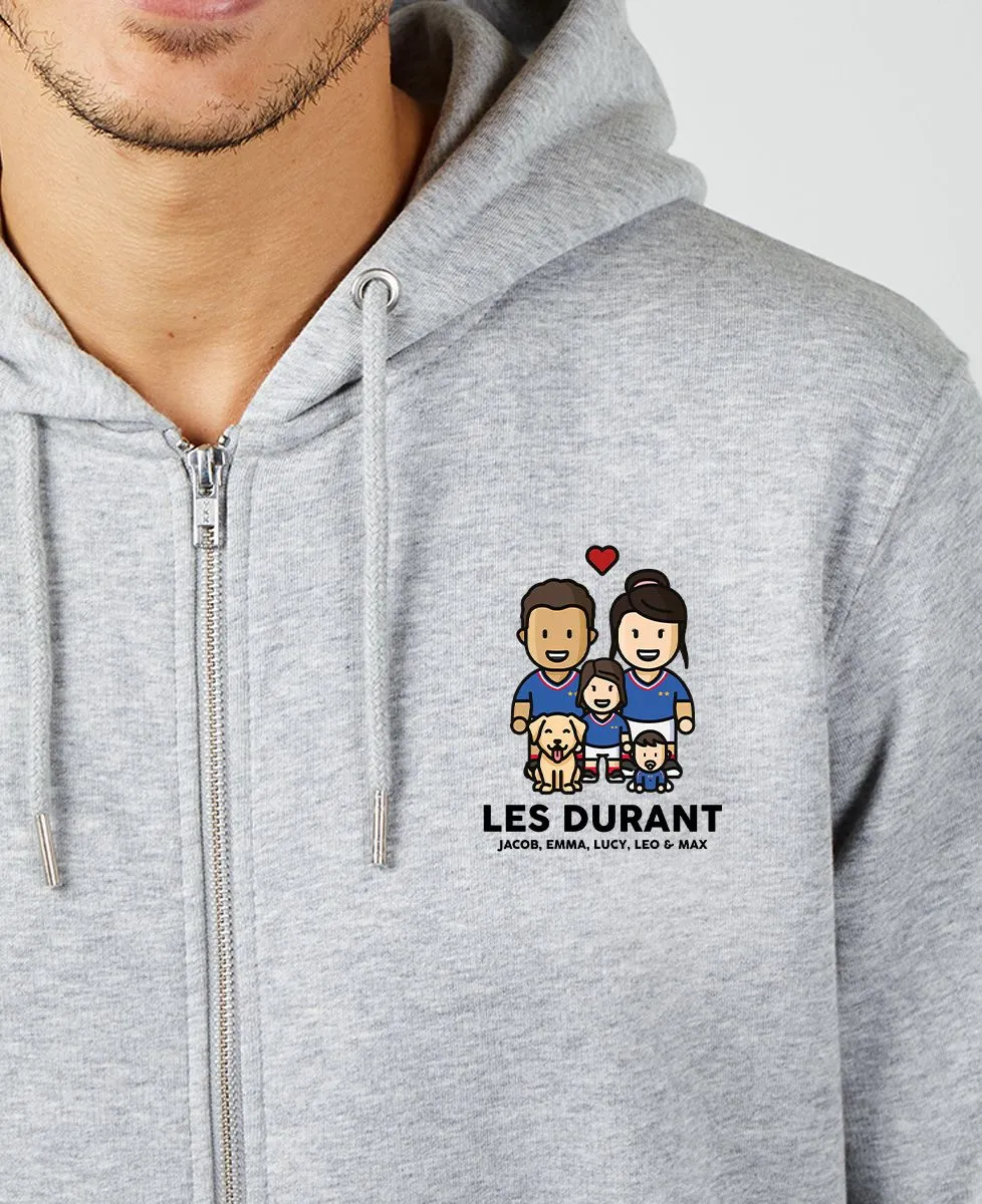 Hoodie zippé homme Famille figurine football France