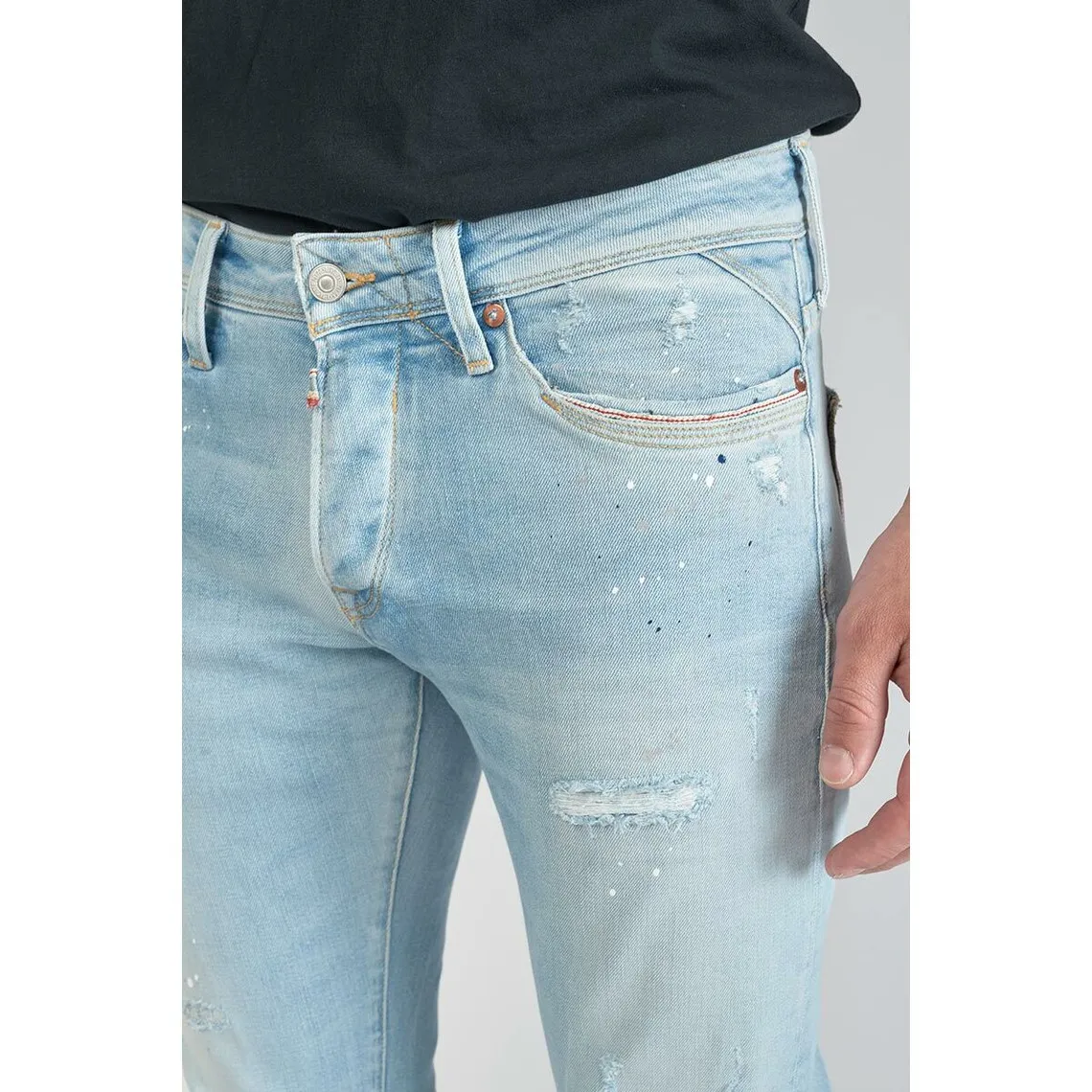 Jeans ajusté stretch 700/11, longueur 34 bleu en coton Noe | 3 Suisses