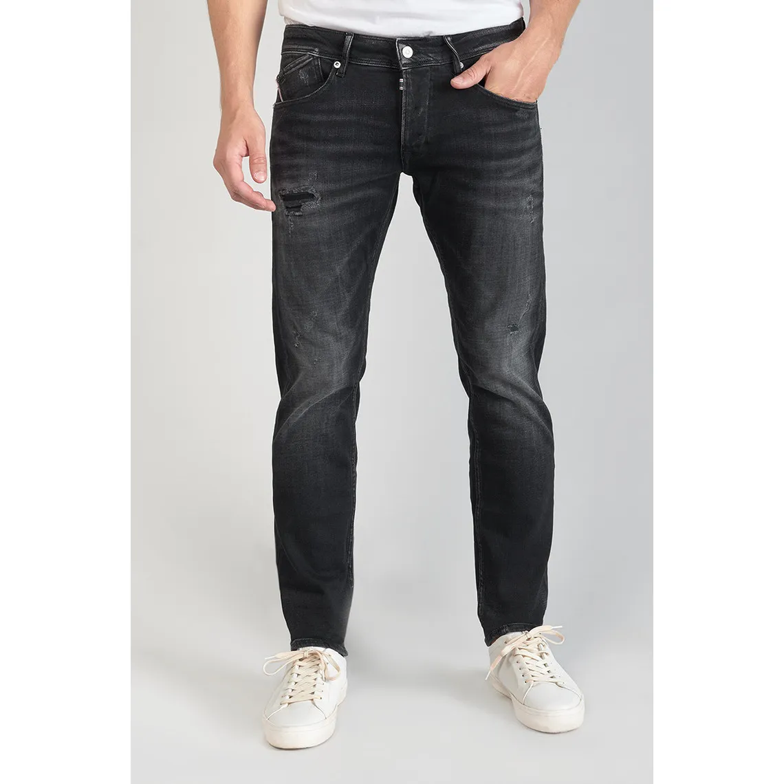 Jeans ajusté stretch 700/11, longueur 34 noir en coton Jose | 3 Suisses