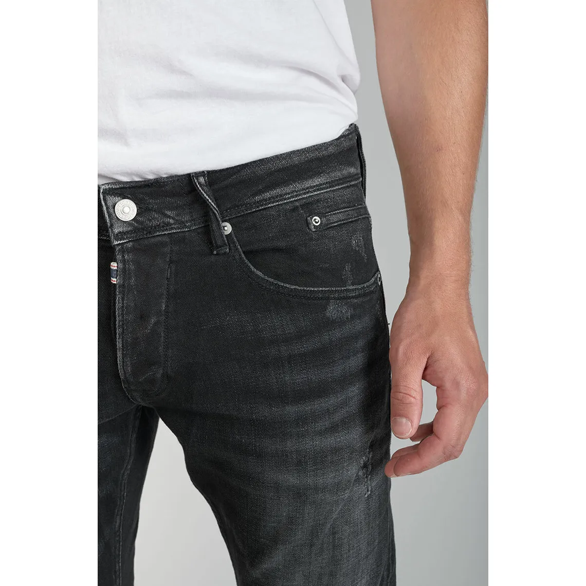 Jeans ajusté stretch 700/11, longueur 34 noir en coton Jose | 3 Suisses