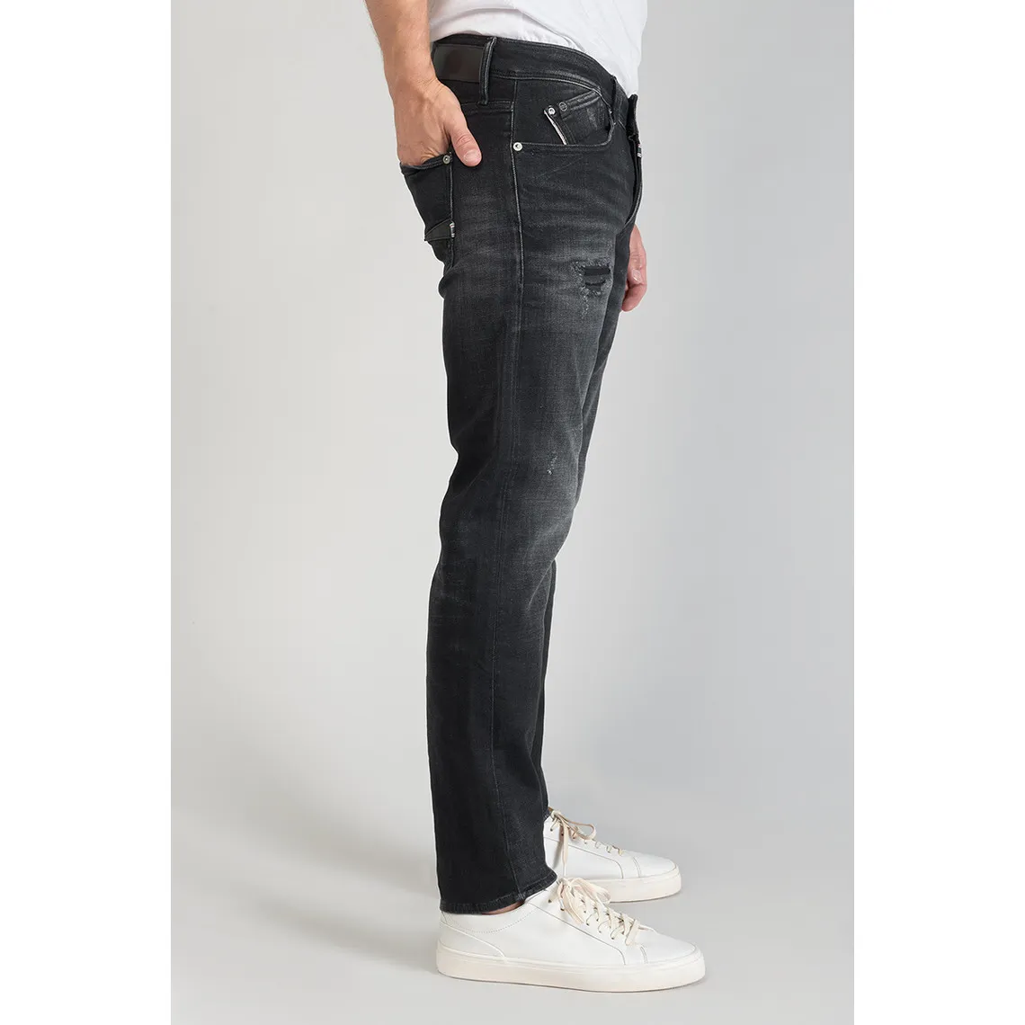 Jeans ajusté stretch 700/11, longueur 34 noir en coton Jose | 3 Suisses