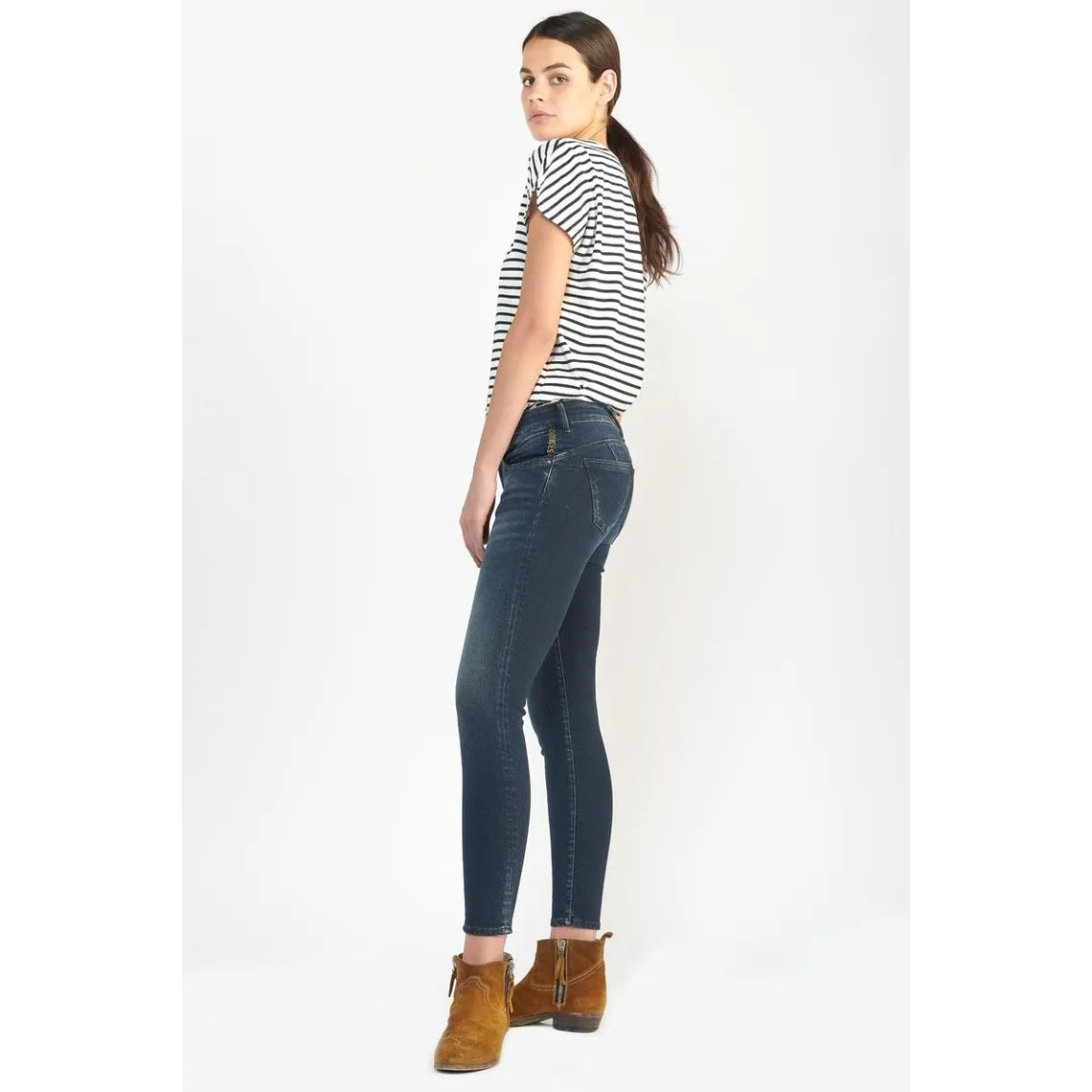 jeans Arica pulp slim 7/8ème bleu-noir N°2 en coton | 3 Suisses