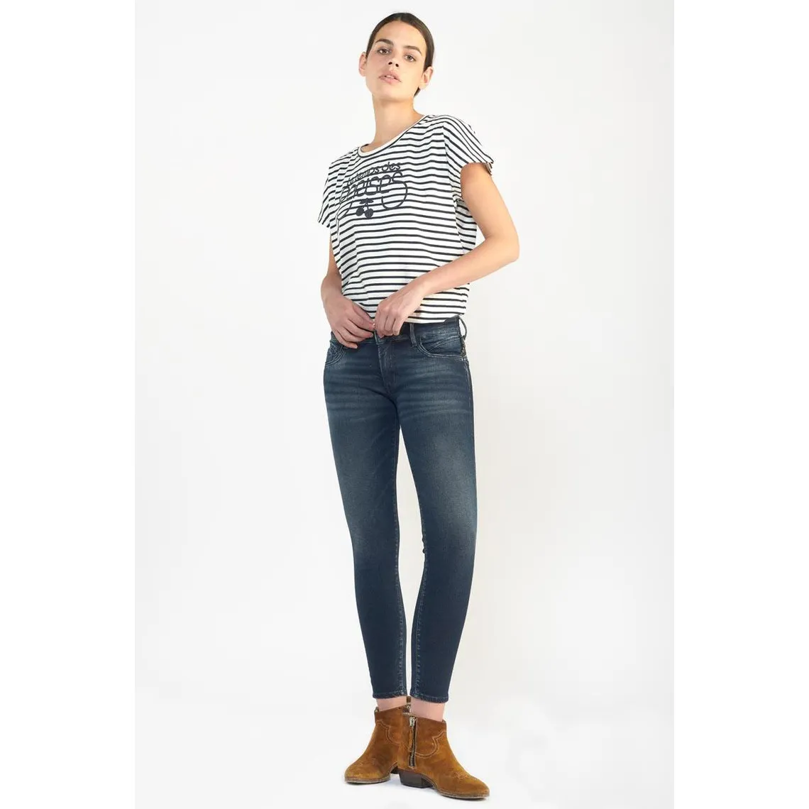 jeans Arica pulp slim 7/8ème bleu-noir N°2 en coton | 3 Suisses