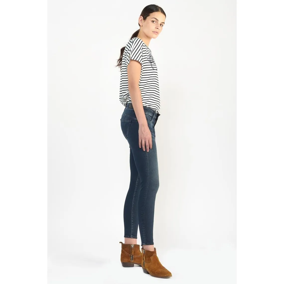 jeans Arica pulp slim 7/8ème bleu-noir N°2 en coton | 3 Suisses