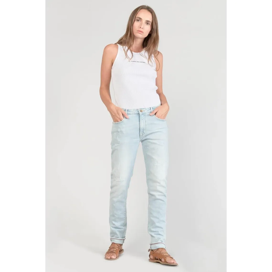 Jeans boyfit 200/43, 7/8ème bleu en coton Pia | 3 Suisses