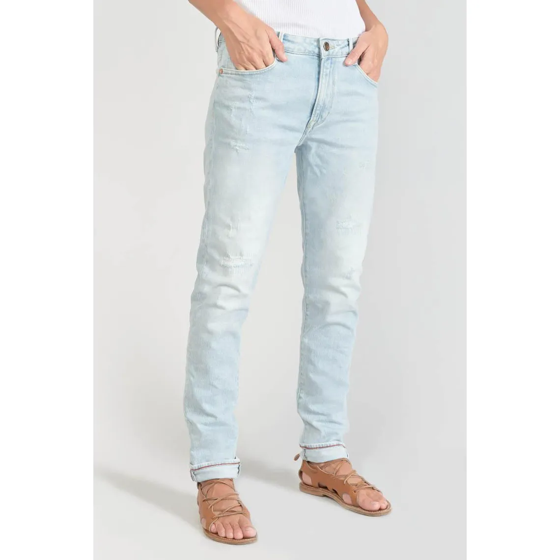 Jeans boyfit 200/43, 7/8ème bleu en coton Pia | 3 Suisses