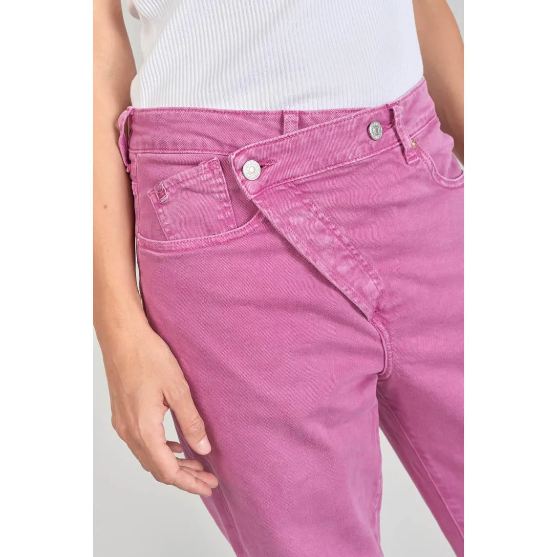 Jeans boyfit cosy, 7/8ème violet en coton | 3 Suisses