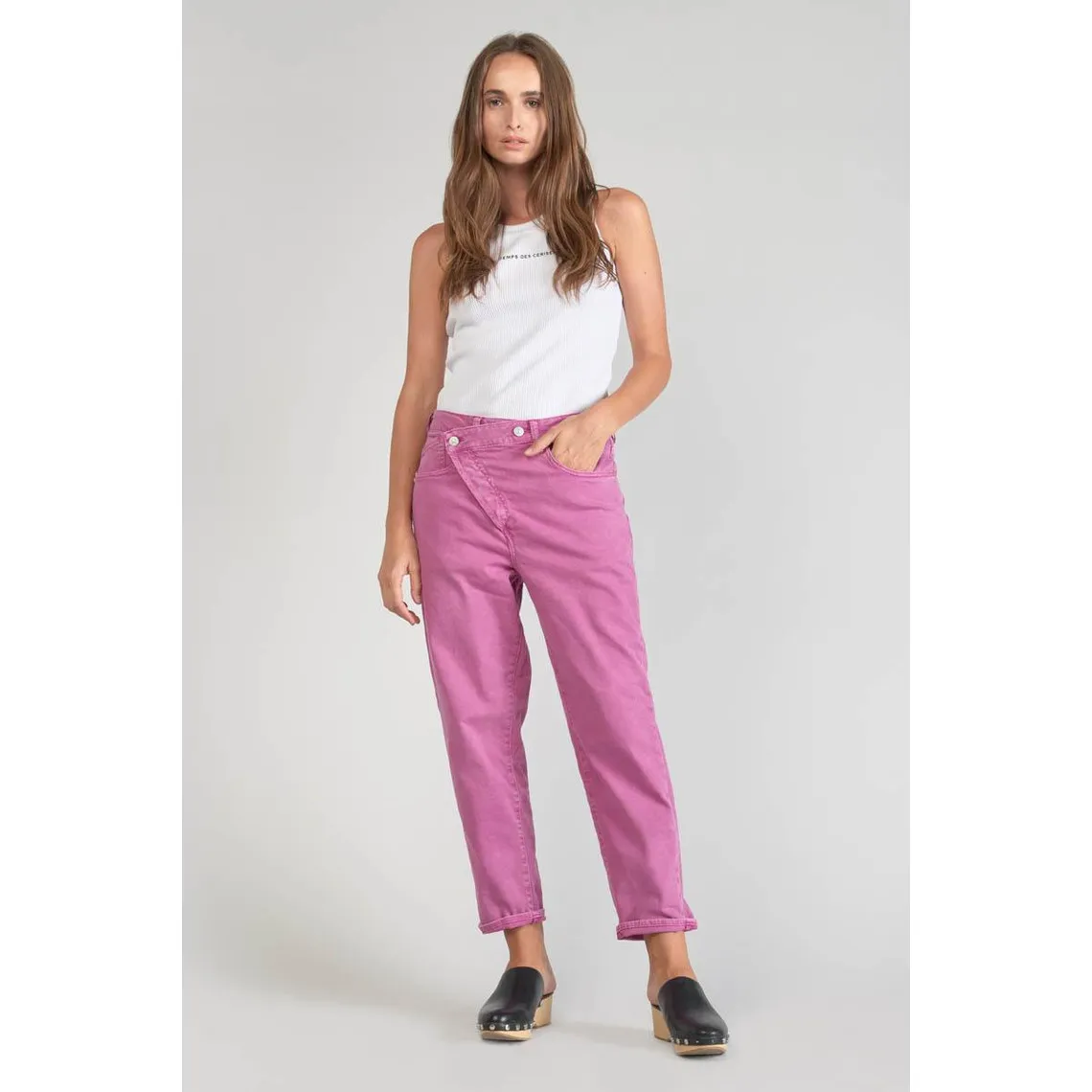 Jeans boyfit cosy, 7/8ème violet en coton | 3 Suisses