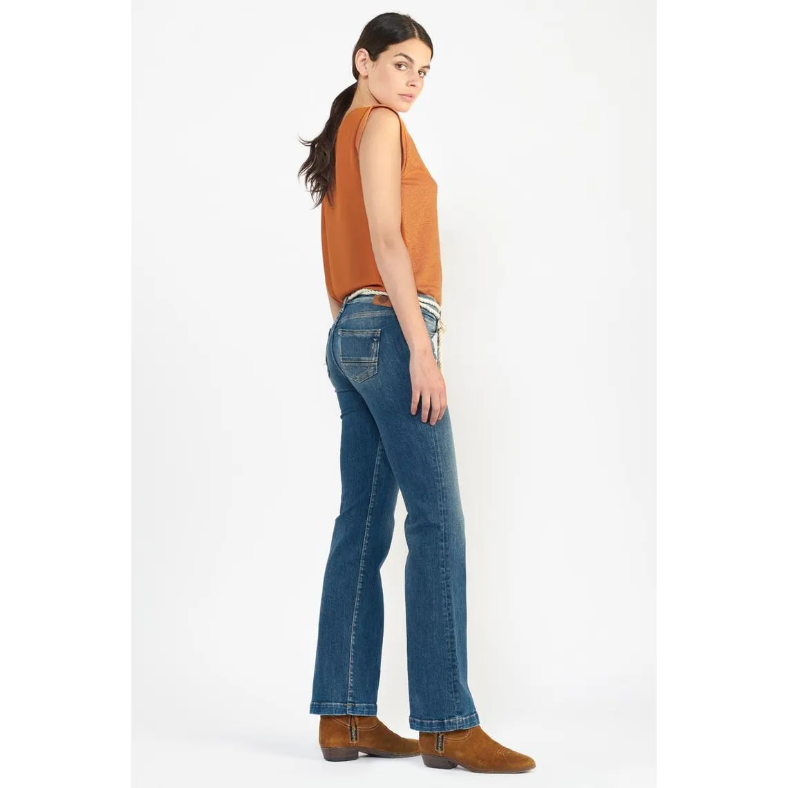 Jeans flare, très évasé , longueur 34 bleu en coton Nina | 3 Suisses