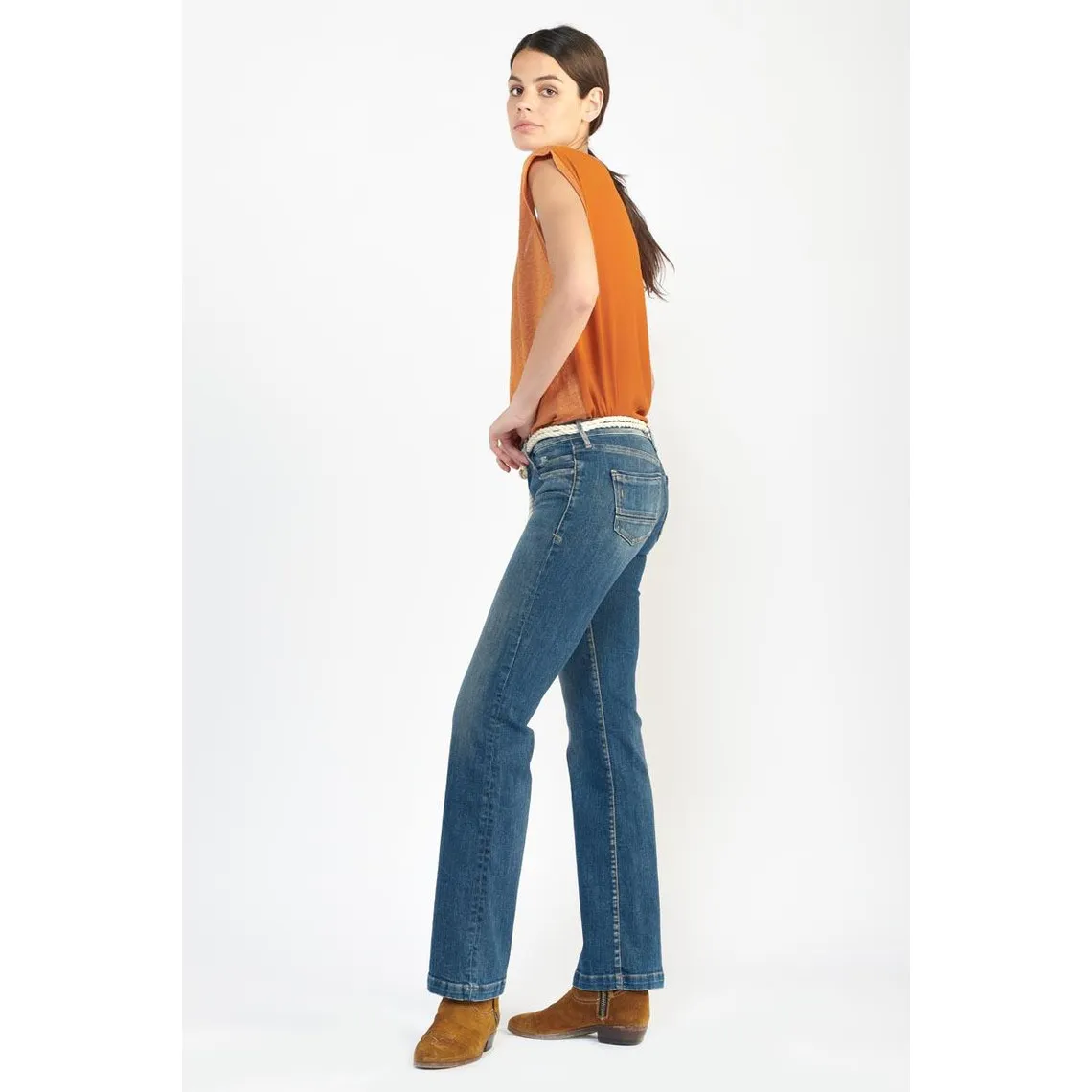 Jeans flare, très évasé , longueur 34 bleu en coton Nina | 3 Suisses