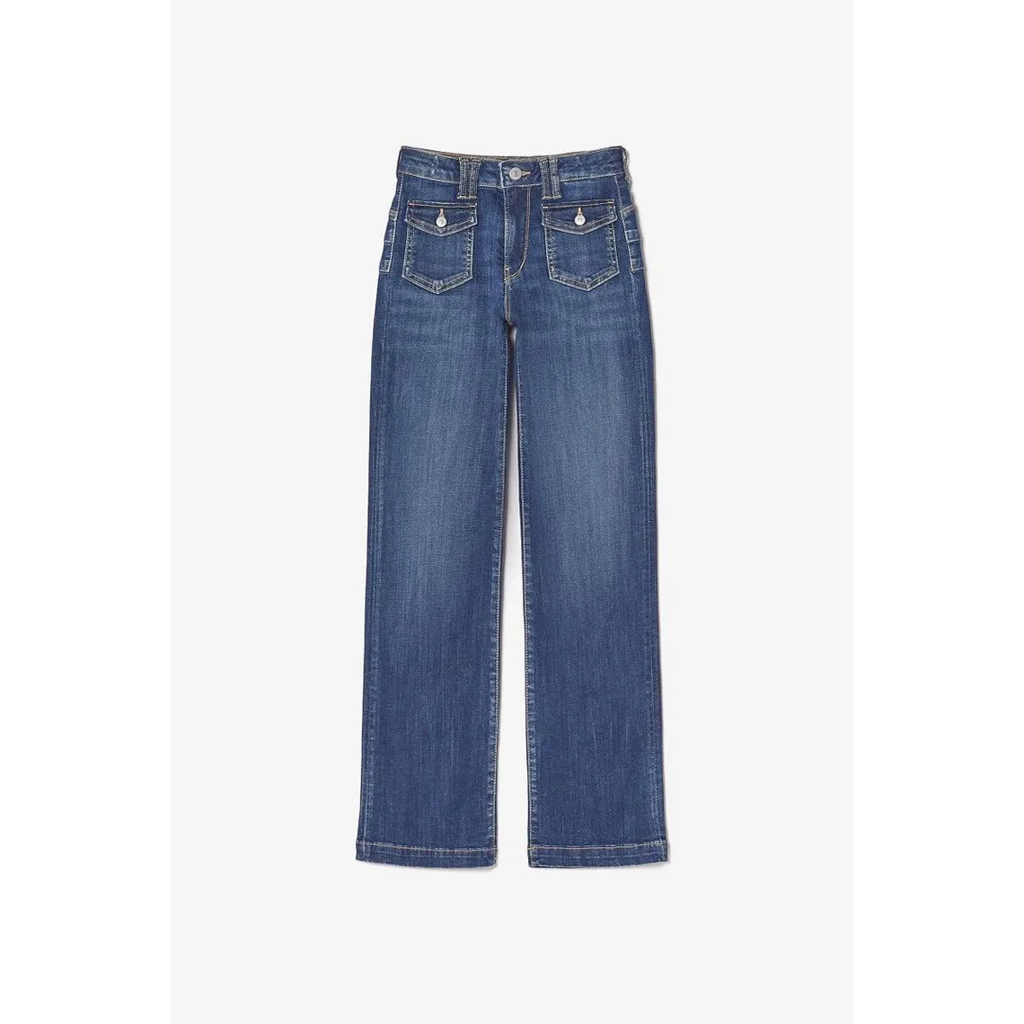 Jeans flare, très évasé, longueur 34 bleu en coton | 3 Suisses