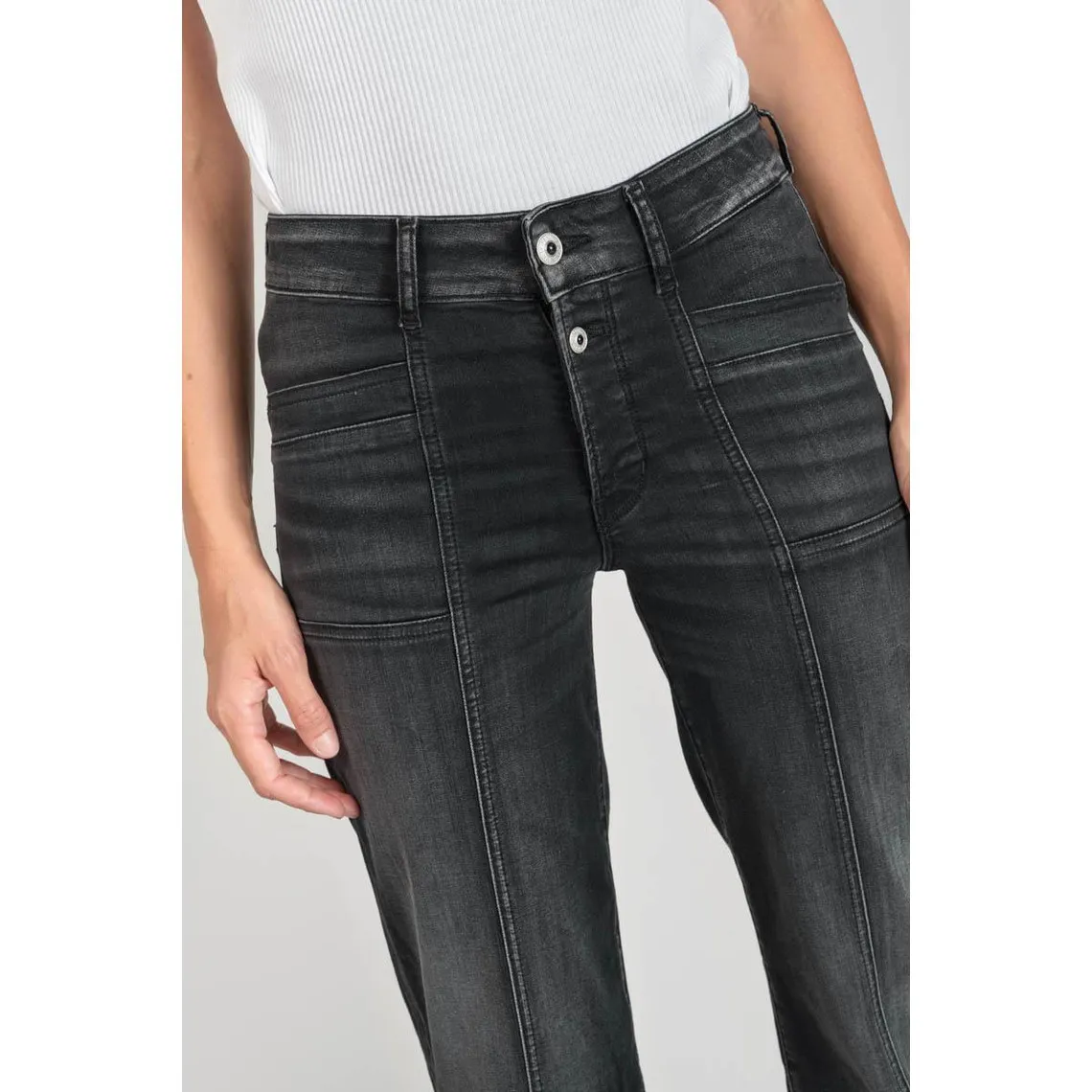 Jeans flare, très évasé PULP high flare, longueur 34 noir en coton Eden | 3 Suisses