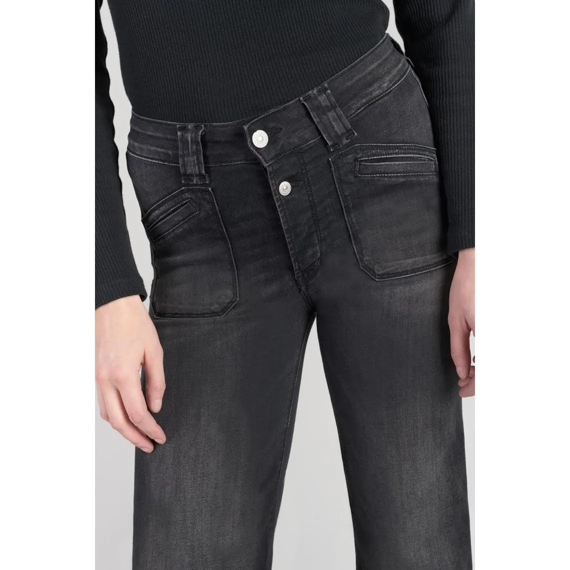 Jeans flare, très évasé PULP high flare, longueur 34 noir en coton Elise | 3 Suisses