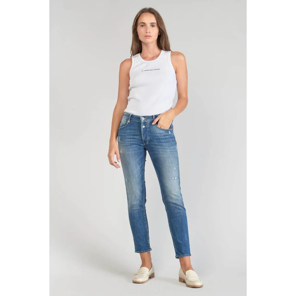 Jeans push-up slim taille haute PULP, 7/8ème bleu en coton Trix | 3 Suisses