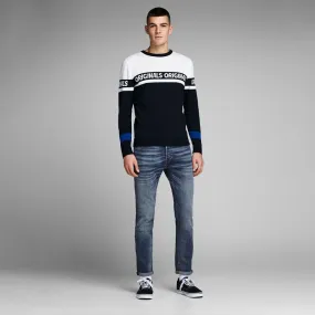 Jeans slim bleu délavé Homme JACK & JONES à prix dégriffé ! | 