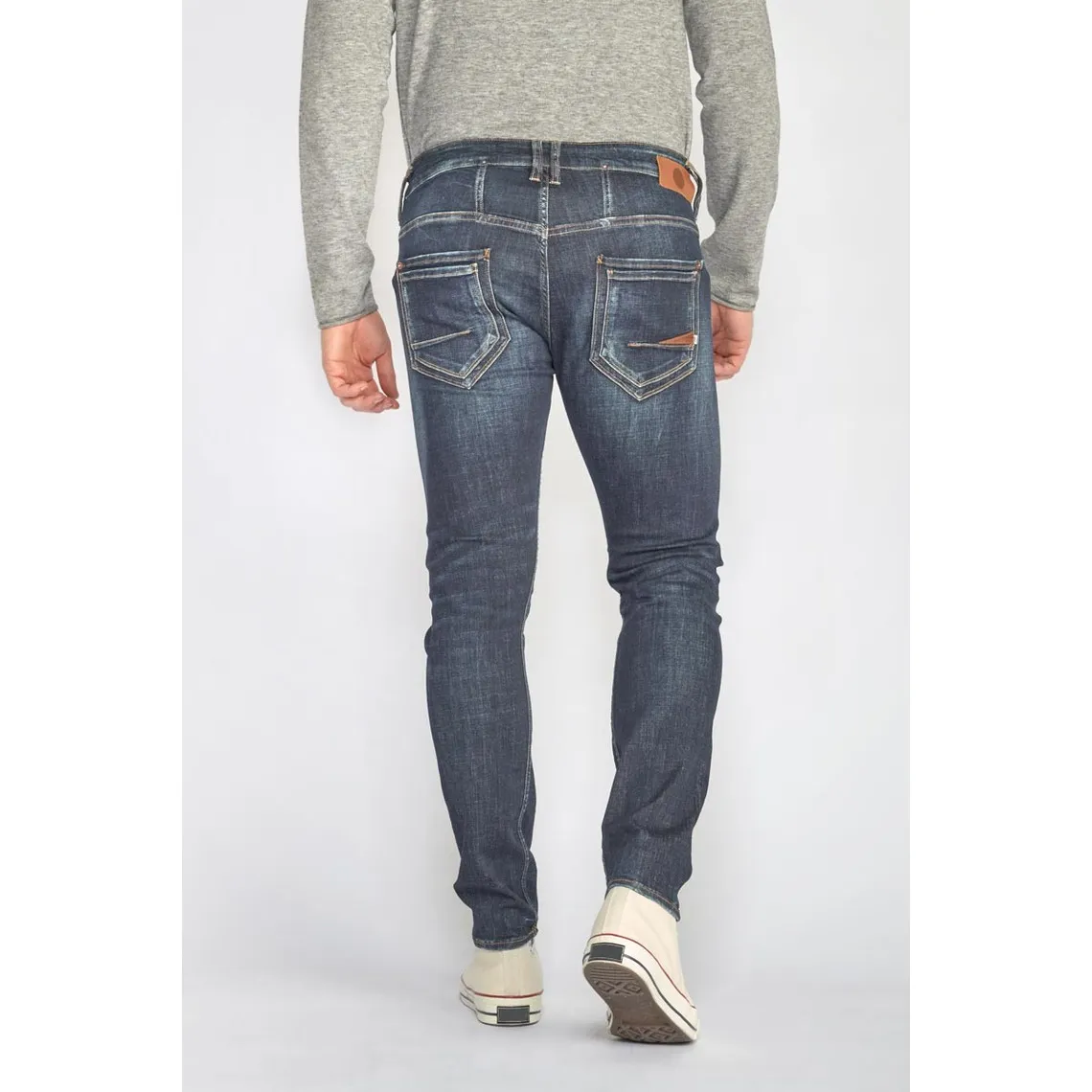 Jeans tapered 916, 7/8ème bleu en coton Myles | 3 Suisses