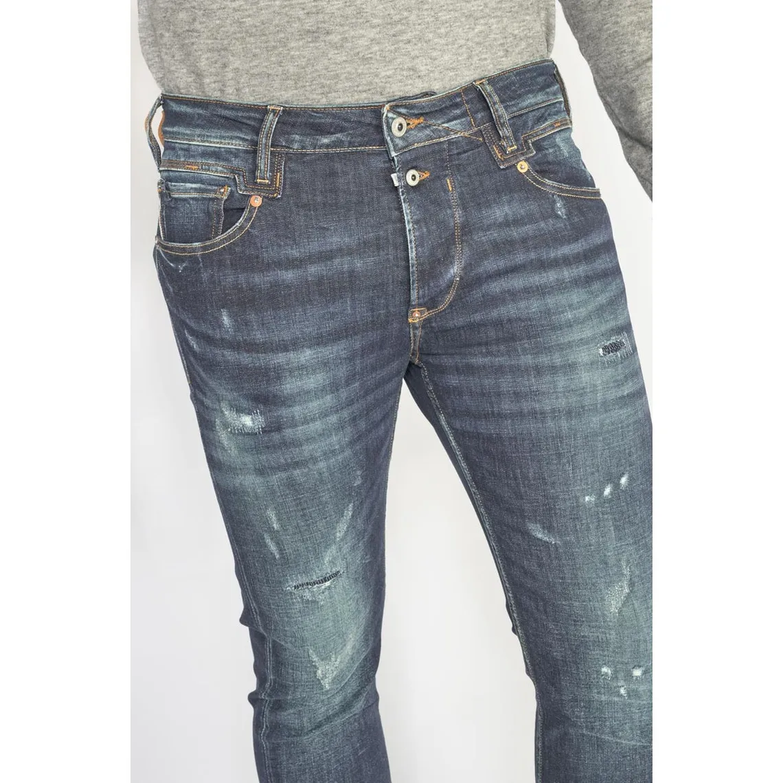 Jeans tapered 916, 7/8ème bleu en coton Myles | 3 Suisses