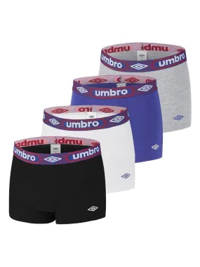 Lot de 4 Boxers coton homme uni ceinture Umbro - Noir