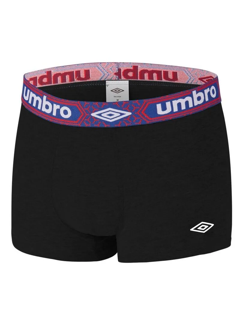 Lot de 4 Boxers coton homme uni ceinture Umbro - Noir