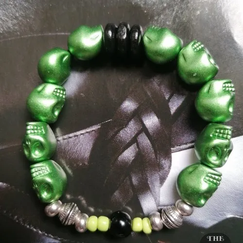 Original  bracelet !! skully !! vert t.18cm the bad rebel collection boho chic